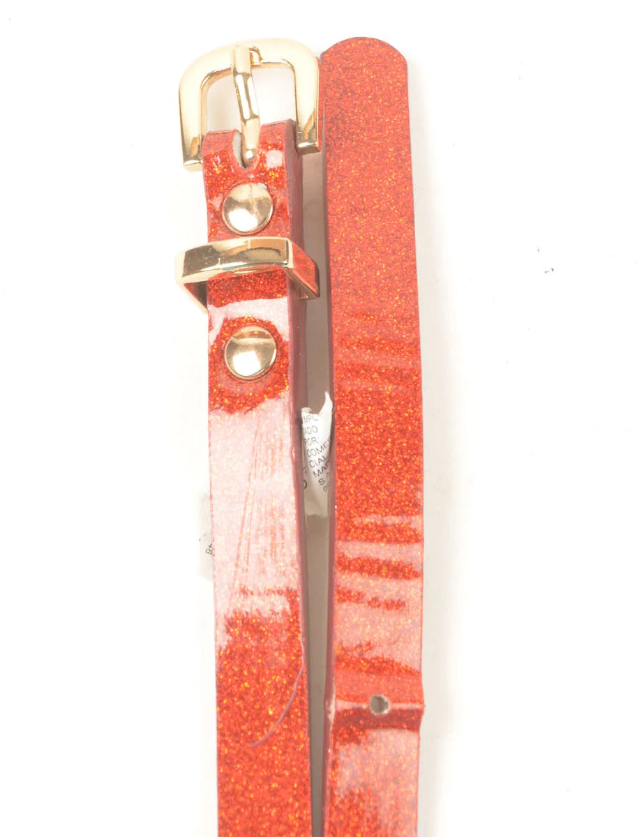 Vintage Red Skinny Belt - M - Image 2