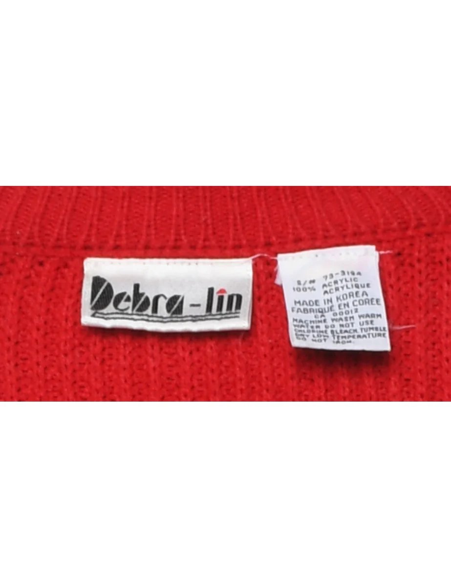 Vintage Red & White Classic Jumper - M - Image 4