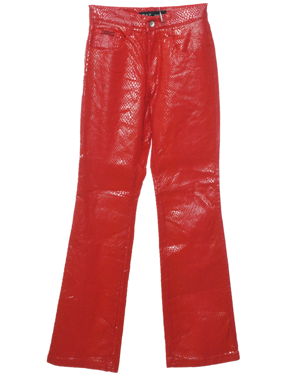 Vintage Red Y2K Faux Leather Snakeskin Trousers - W25 L31