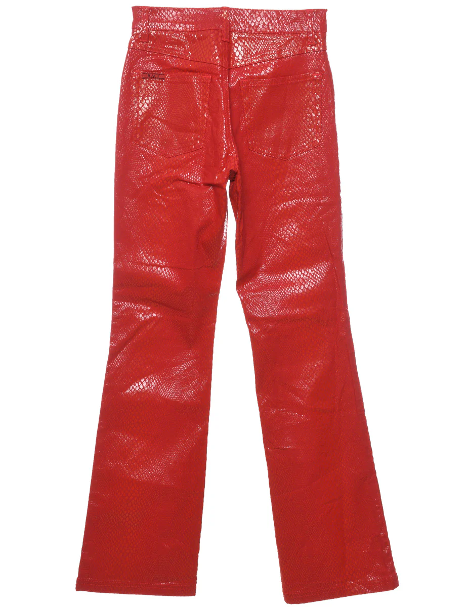 Vintage Red Y2K Faux Leather Snakeskin Trousers - W25 L31 - Image 2