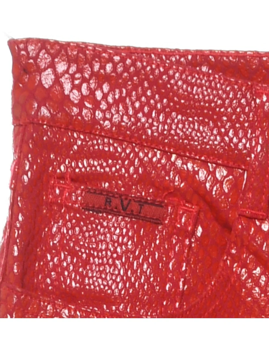 Vintage Red Y2K Faux Leather Snakeskin Trousers - W25 L31 - Image 3