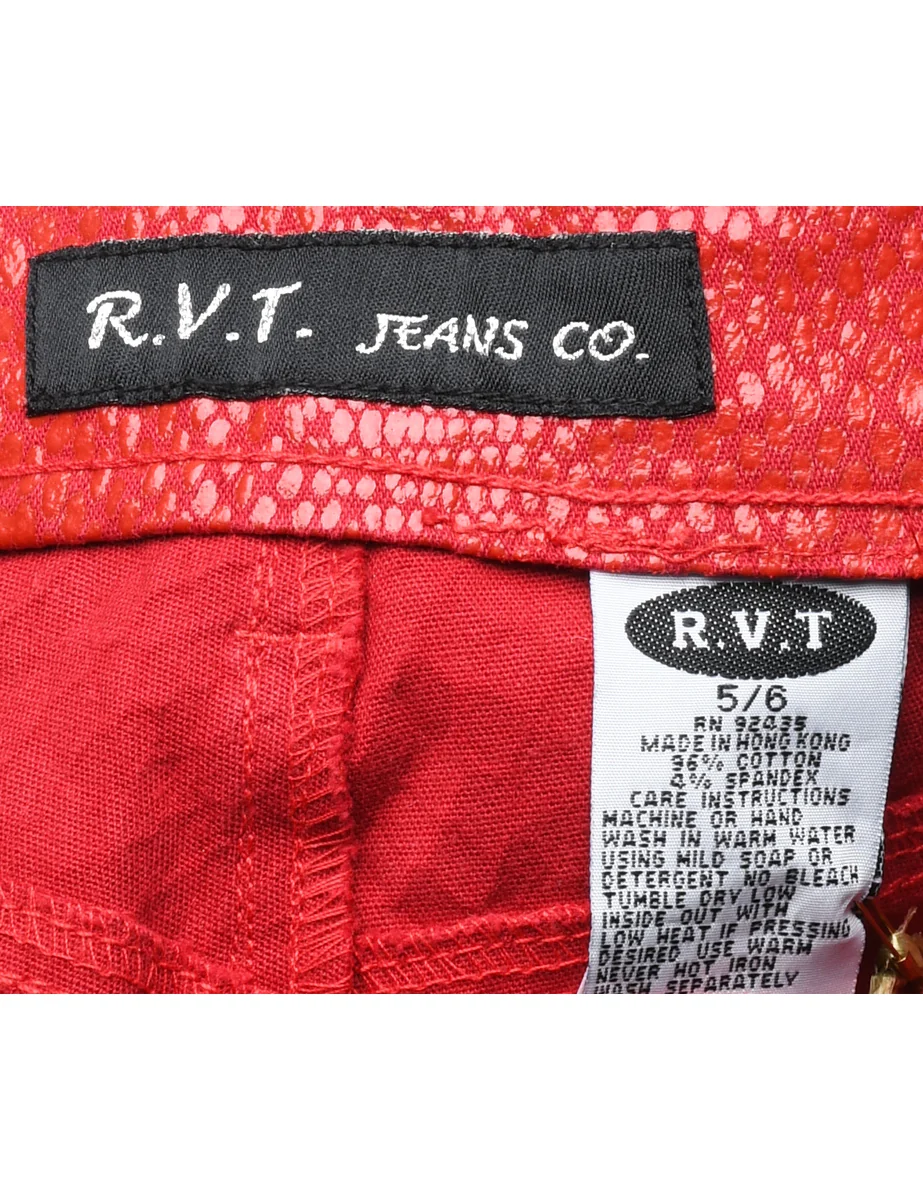Vintage Red Y2K Faux Leather Snakeskin Trousers - W25 L31 - Image 4