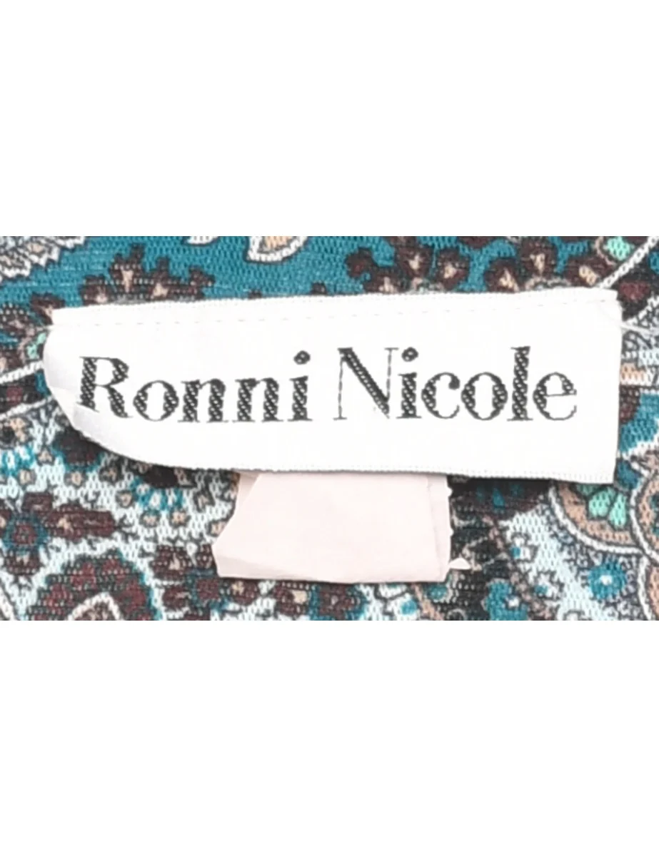 1990s Vintage Ronni Nicole Paisley Print Dress - M - Image 4
