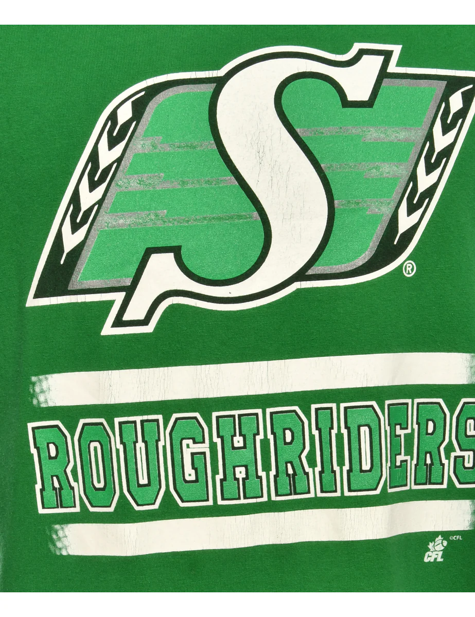 Vintage Roughriders Green Sports T-shirt - L - Image 3