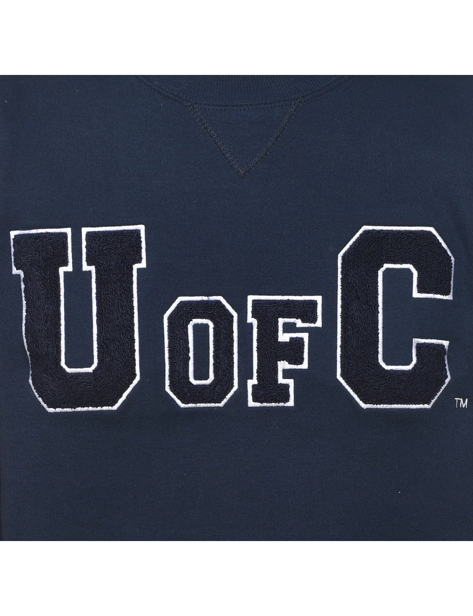 Vintage Russell Athletic Classic Navy Appliqued Sweatshirt - M - Image 3