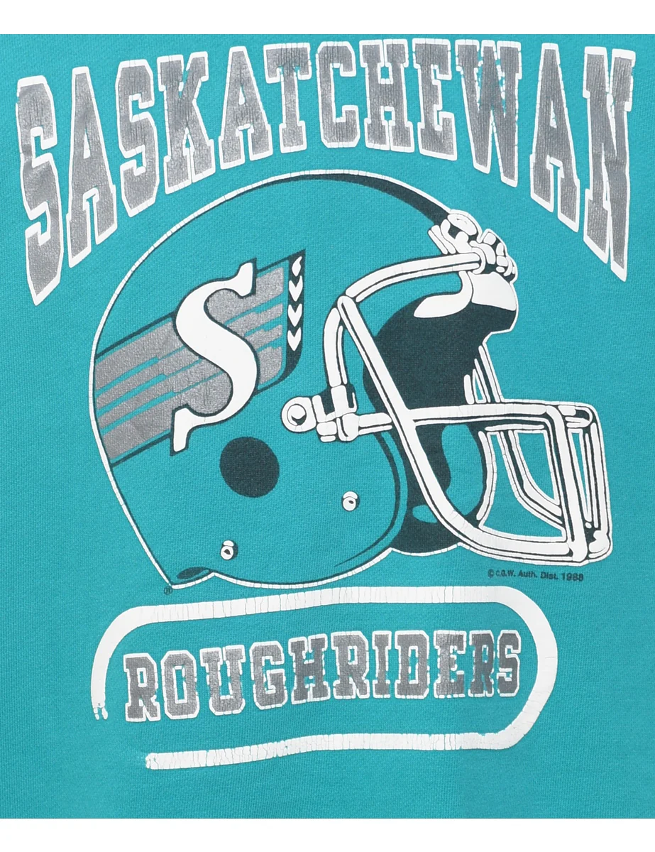1990s Vintage Saskatchewan Roughriders Printed Sweatshirt - L - Image 3