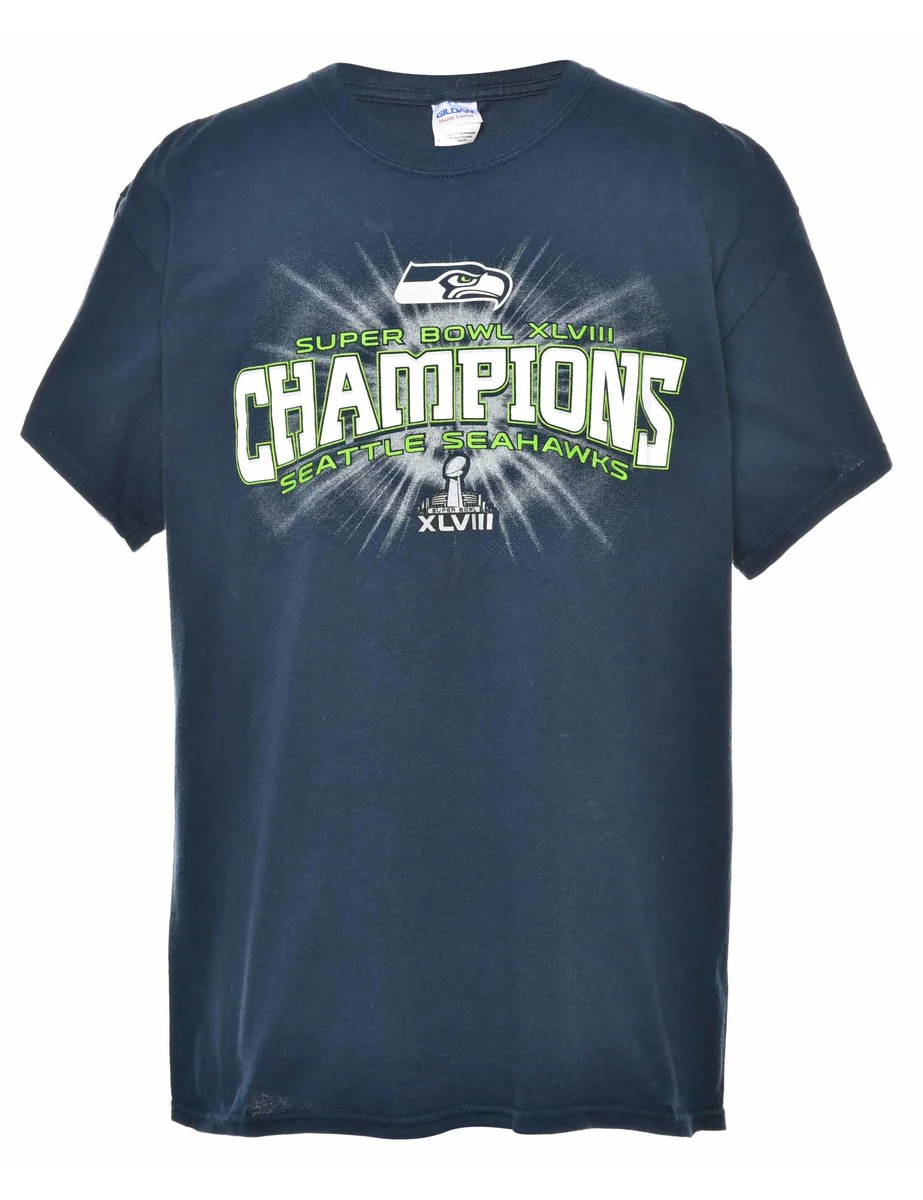 Vintage Seattle Seahawks Printed T-shirt - L