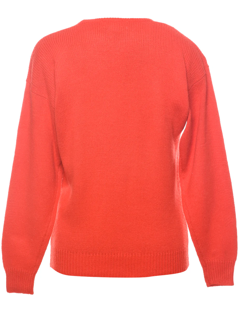 Vintage Sequined Red Jumper - S - Image 2
