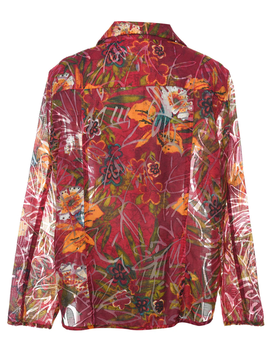 Vintage Sheer Floral Shirt - L - Image 2