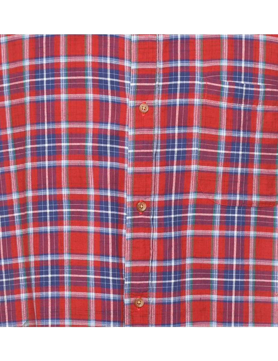 Vintage Short Sleeve Checked Shirt - L - Image 3