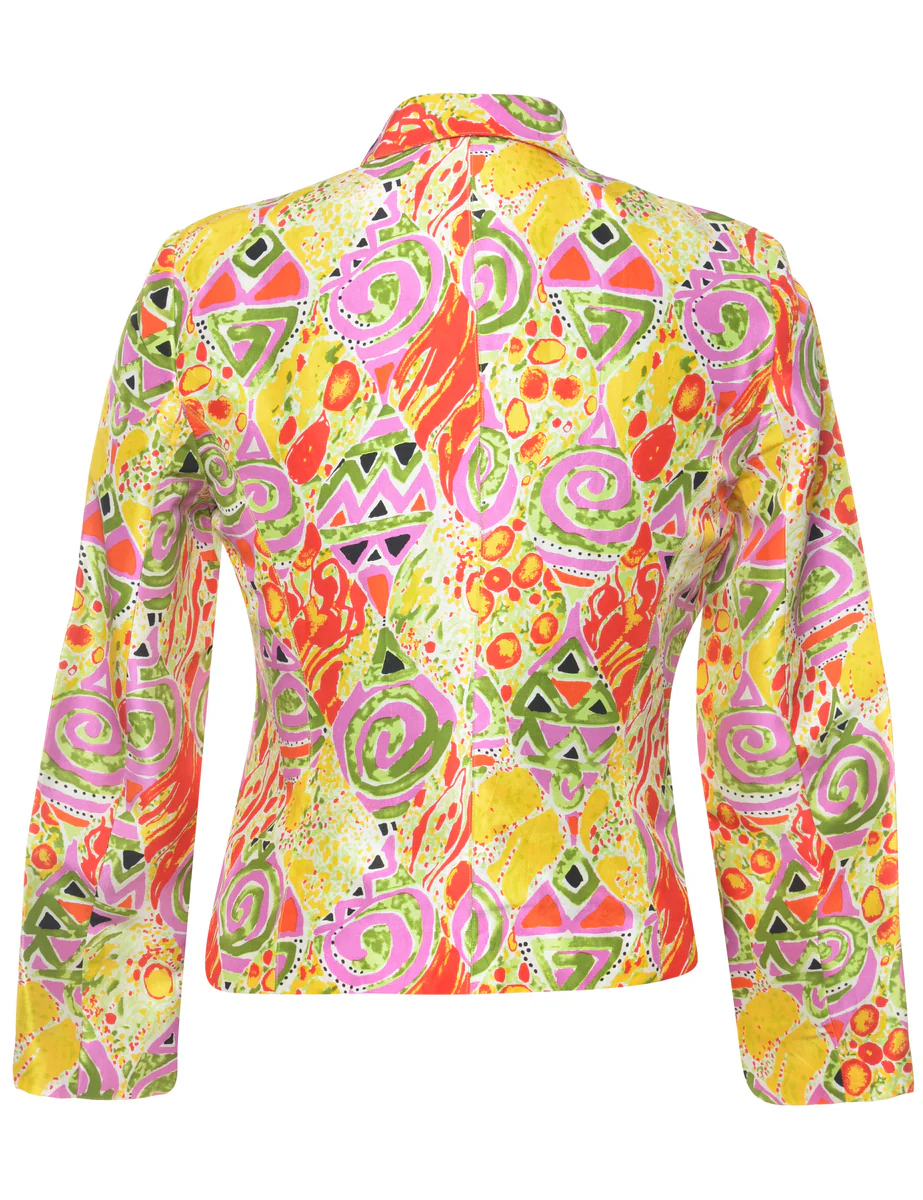 Vintage Silk Abstract Pattern Jacket - M - Image 2