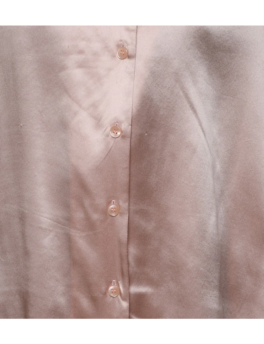 Silk Salmon Pink Blouse - XL - Image 3