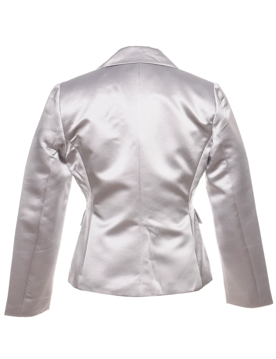 Vintage Silver Metallic Evening Jacket - S - Image 2