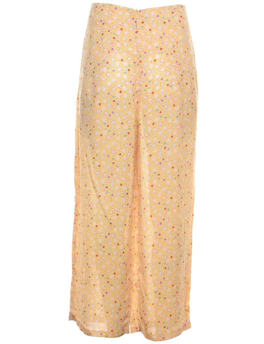 Vintage Spot Print Casual Pale Yellow Trousers - W26 L26 - Image 2