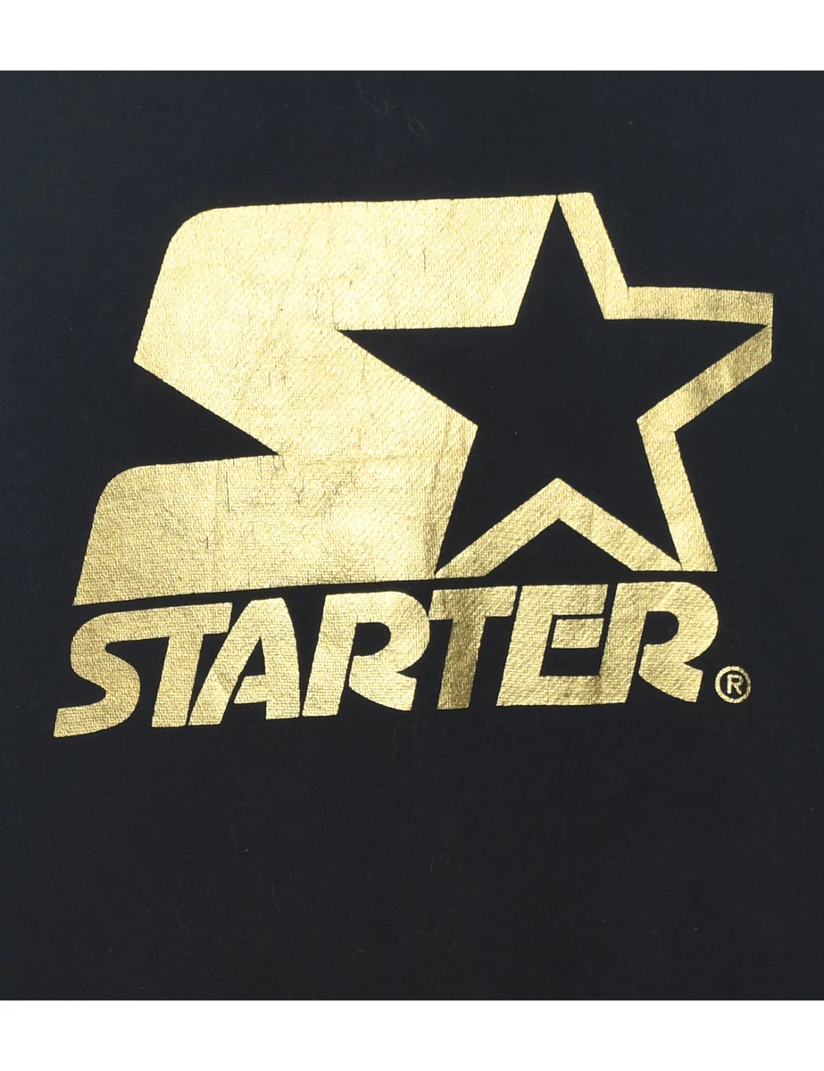 Vintage Starter Printed Black & Gold Sweatshirt - S - Image 3