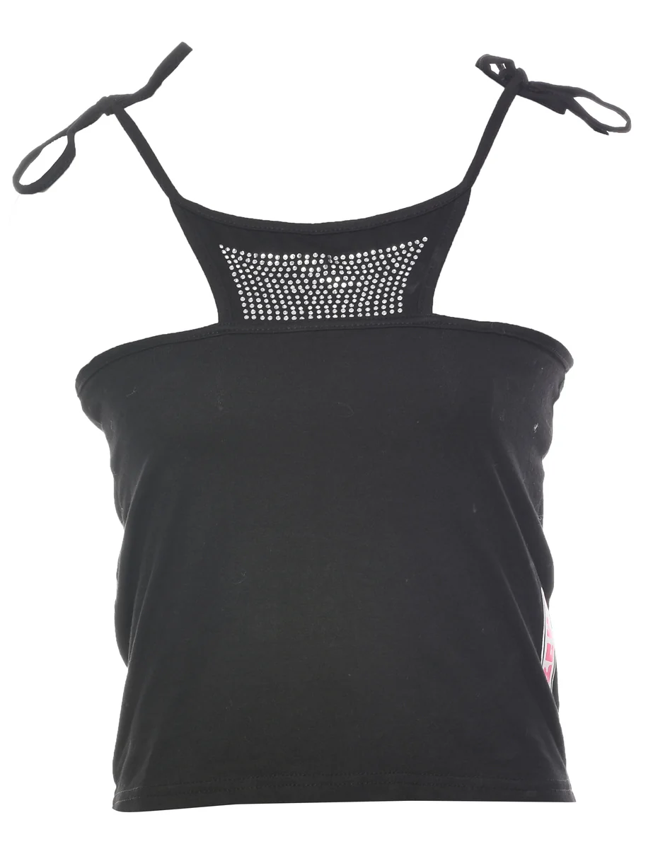 Vintage Strappy Black Top - S