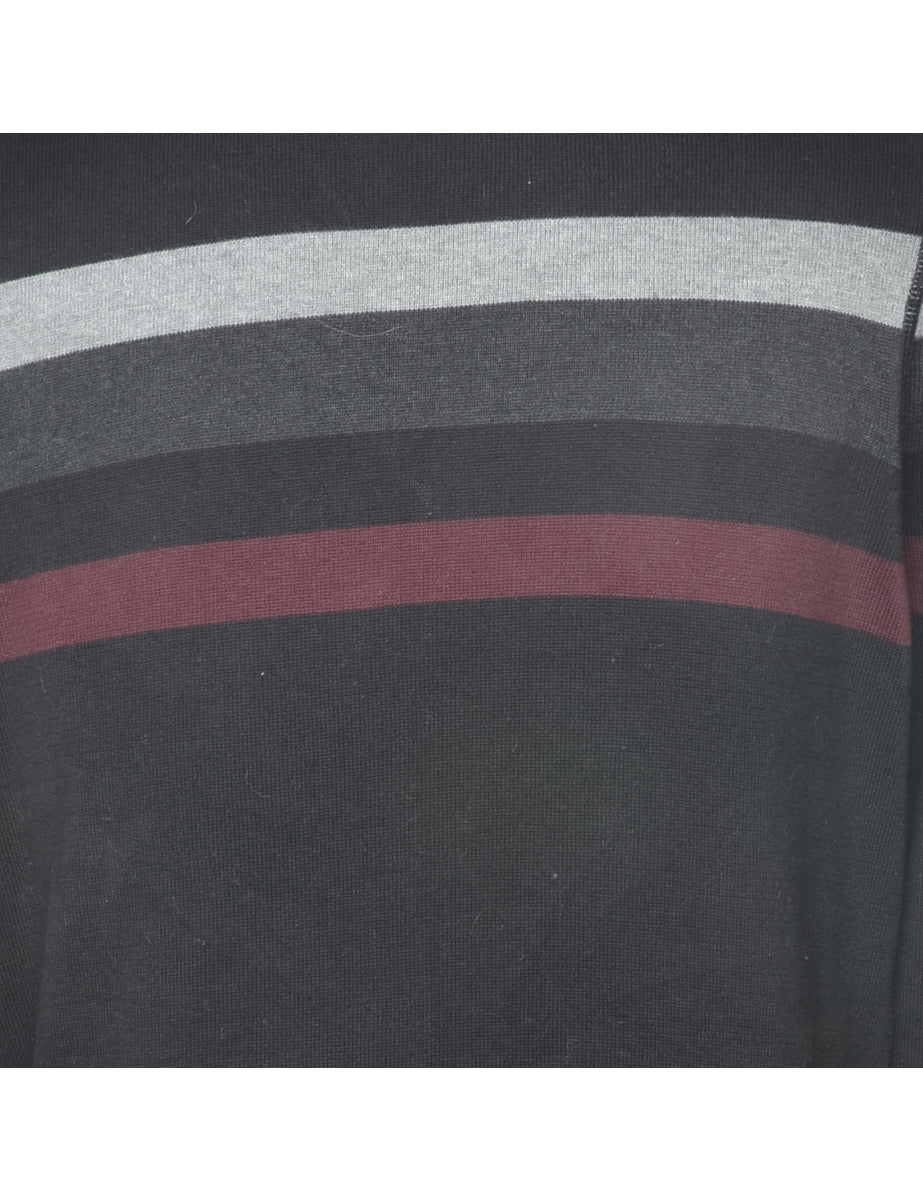 Vintage Striped Black Jumper - S - Image 3