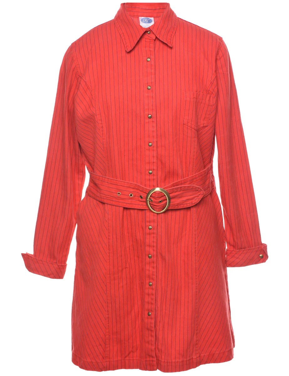 Vintage Striped Denim Dress - L