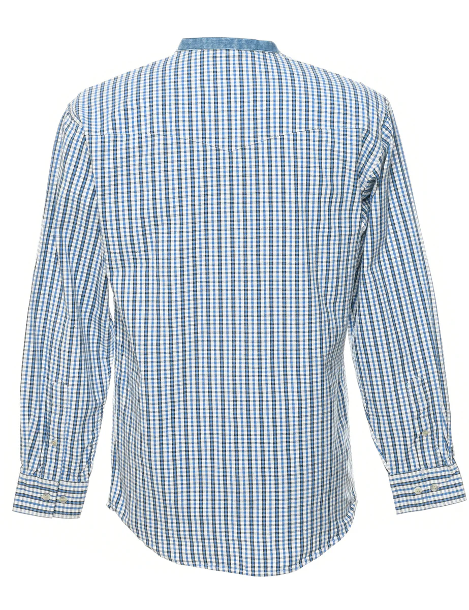 1990s Vintage Striped Denim Shirt - S - Image 2