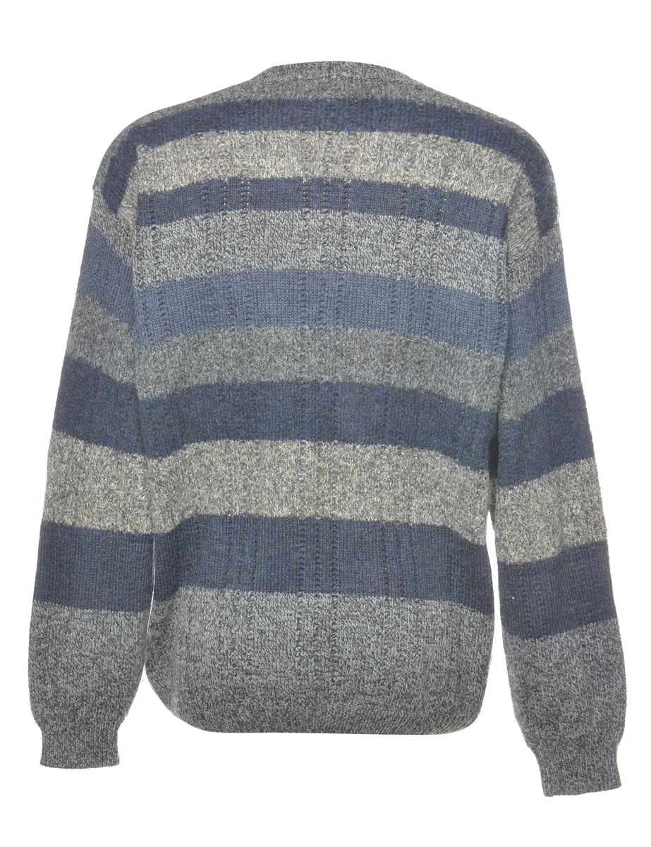 Striped Grey Jumper - L - Image 2