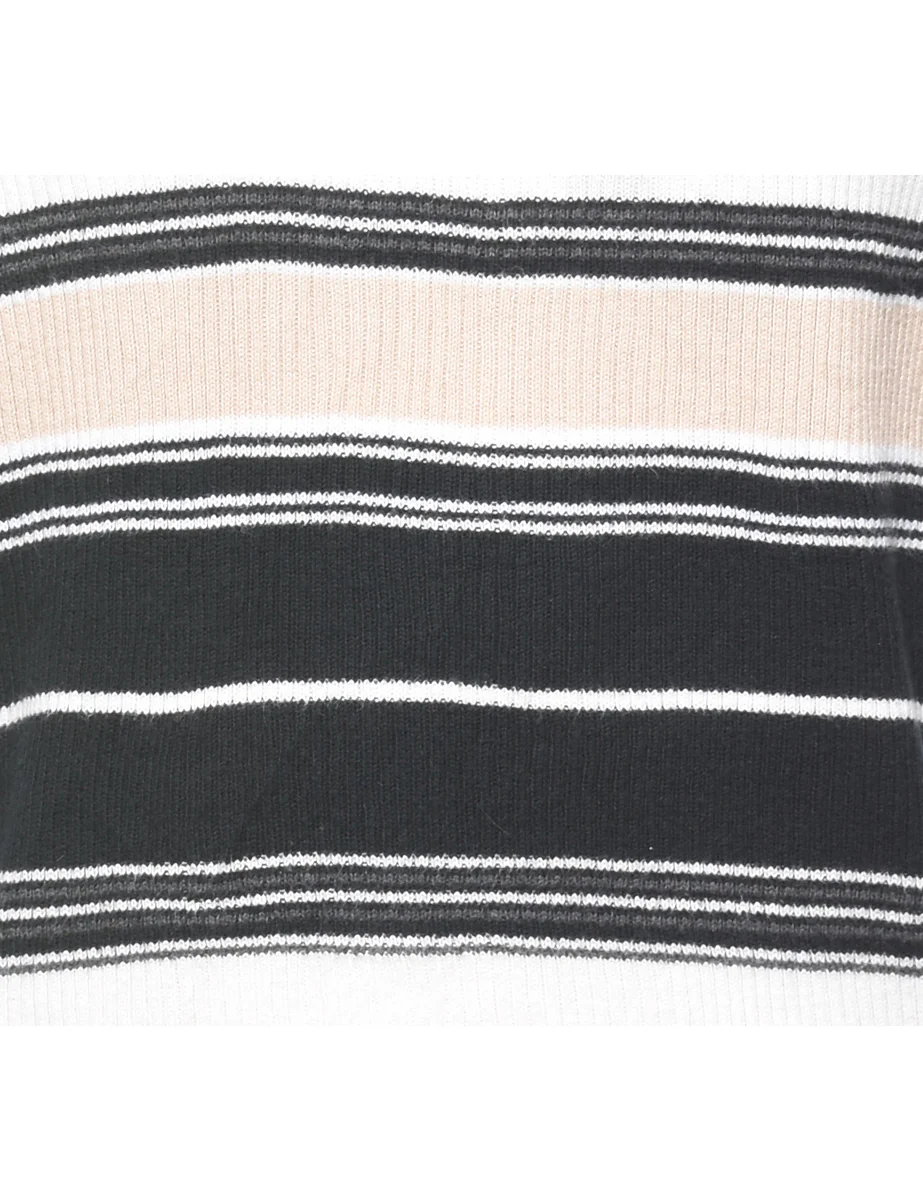 Vintage Striped High Neck Jumper - M - Image 3