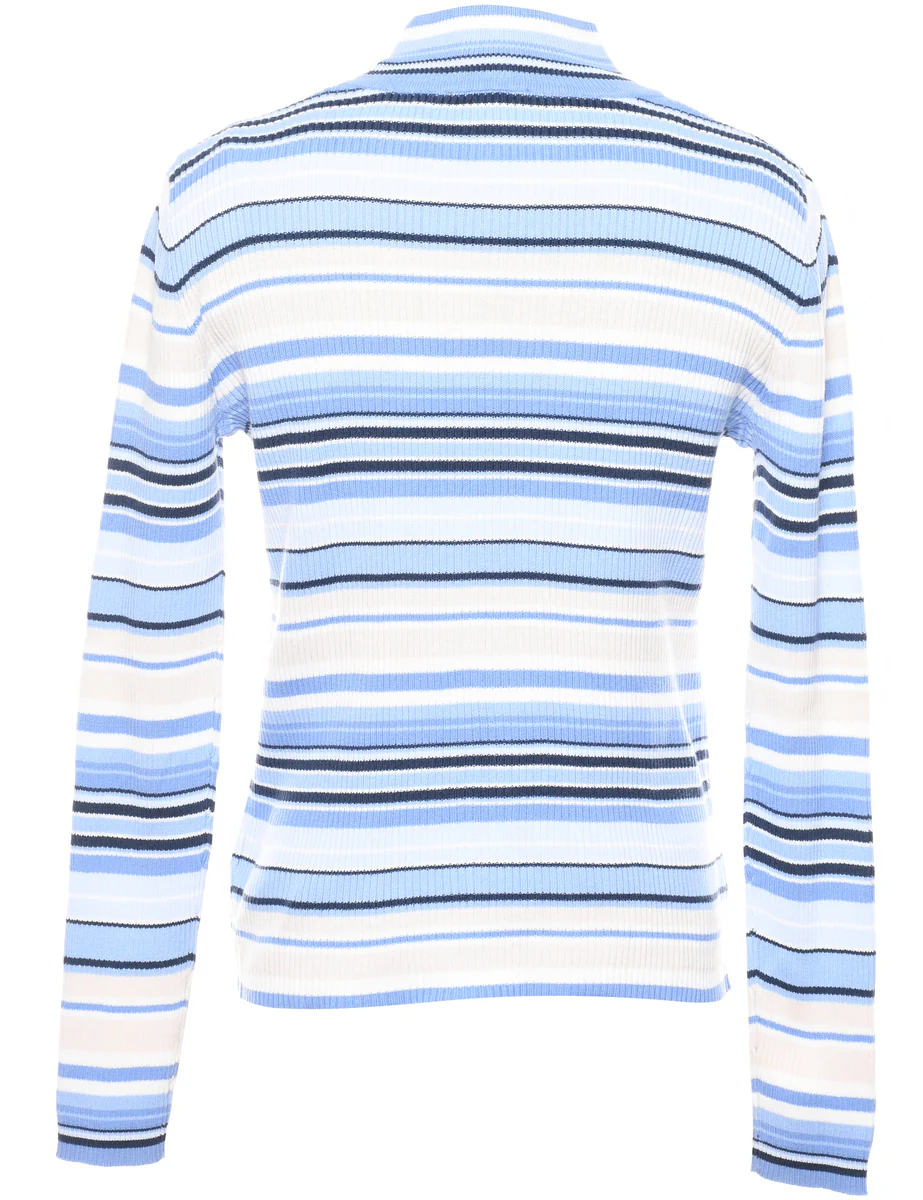 Vintage Striped High Neck Jumper - S - Image 2
