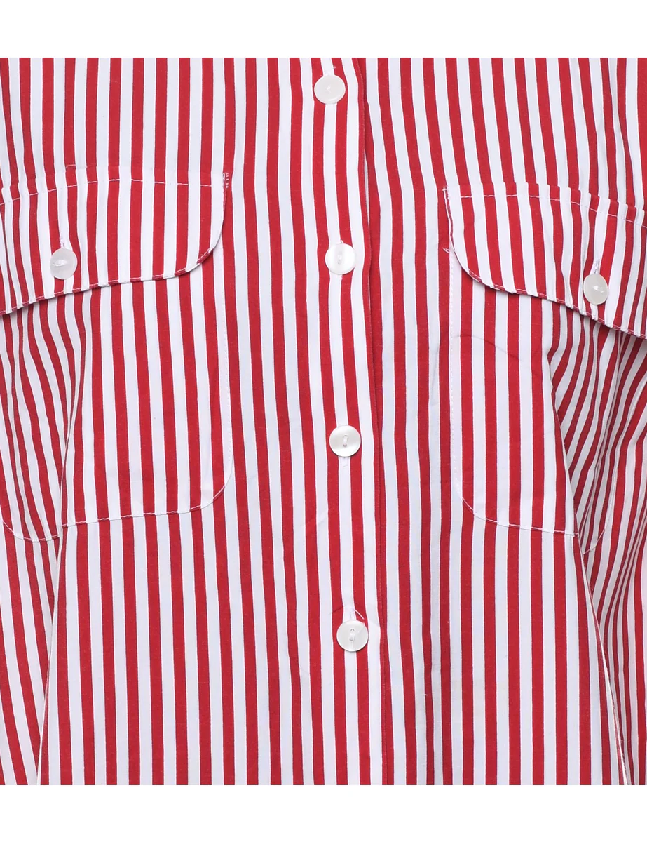 Vintage Striped Short Sleeved Shirt - M - Image 3