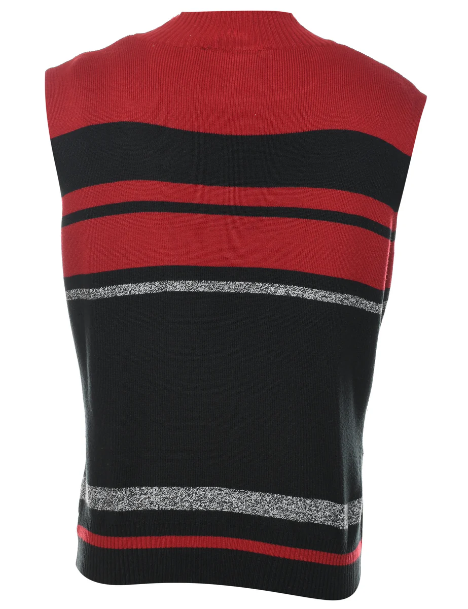 Vintage Striped Sweater Vest - L - Image 2