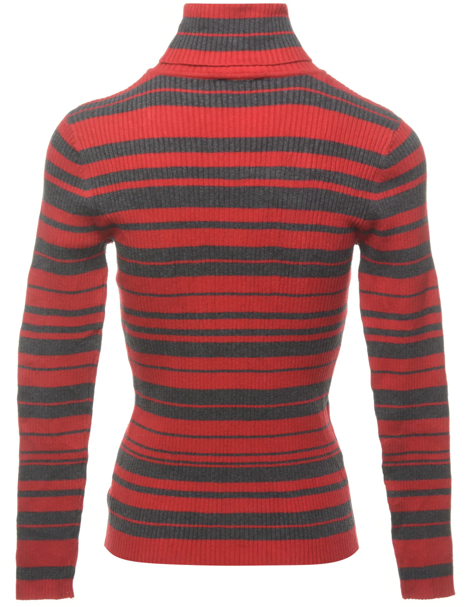 Vintage Striped Turtleneck Jumper - M - Image 2