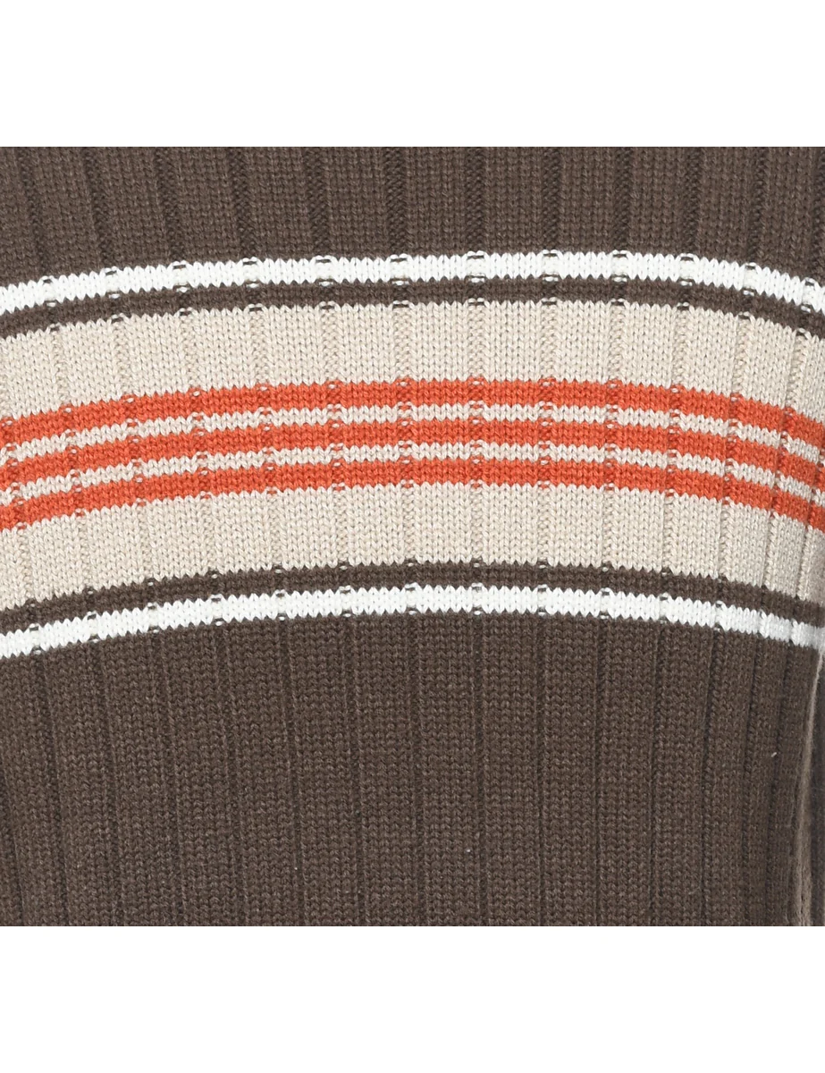 Vintage Striped Y2K Jumper - L - Image 3