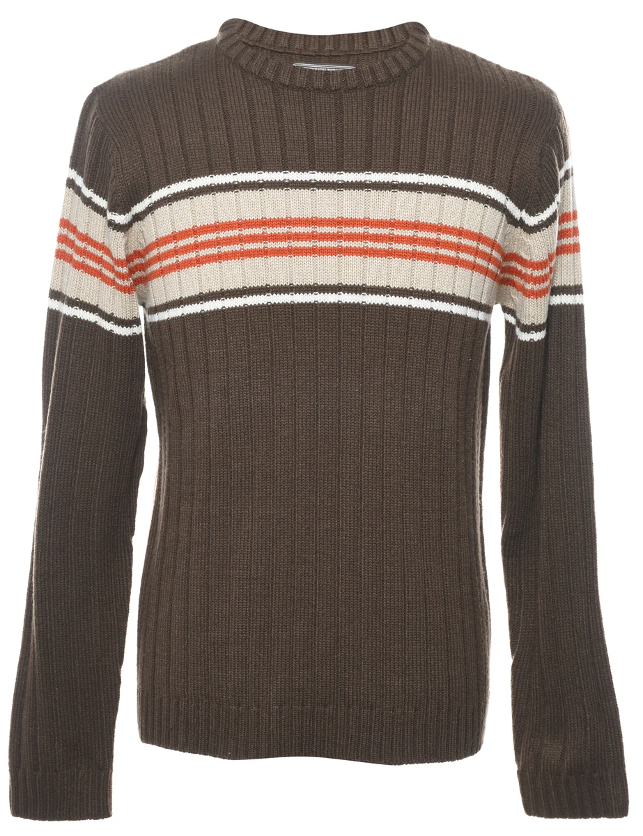 Vintage Striped Y2K Jumper - L