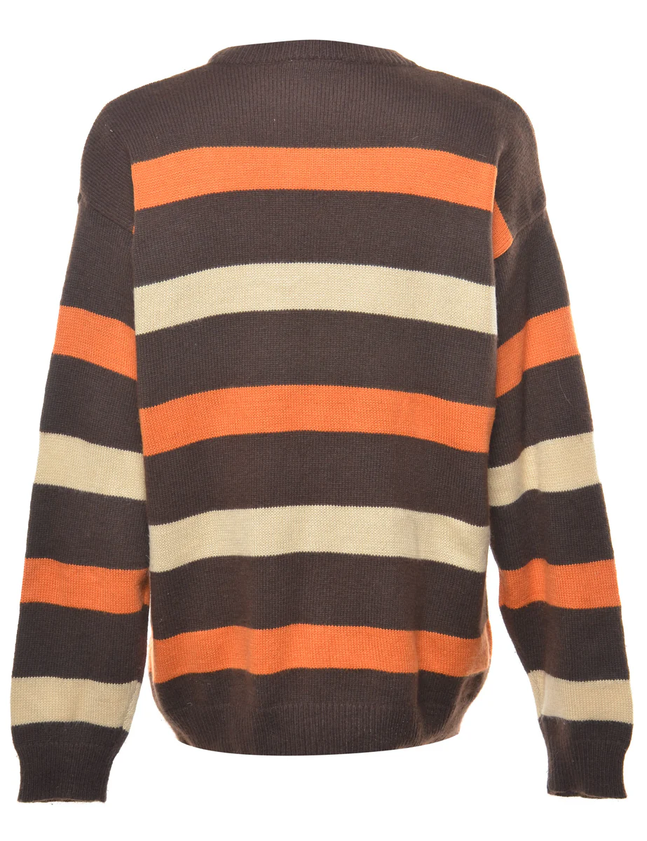 Vintage Striped Y2K Jumper - L - Image 2
