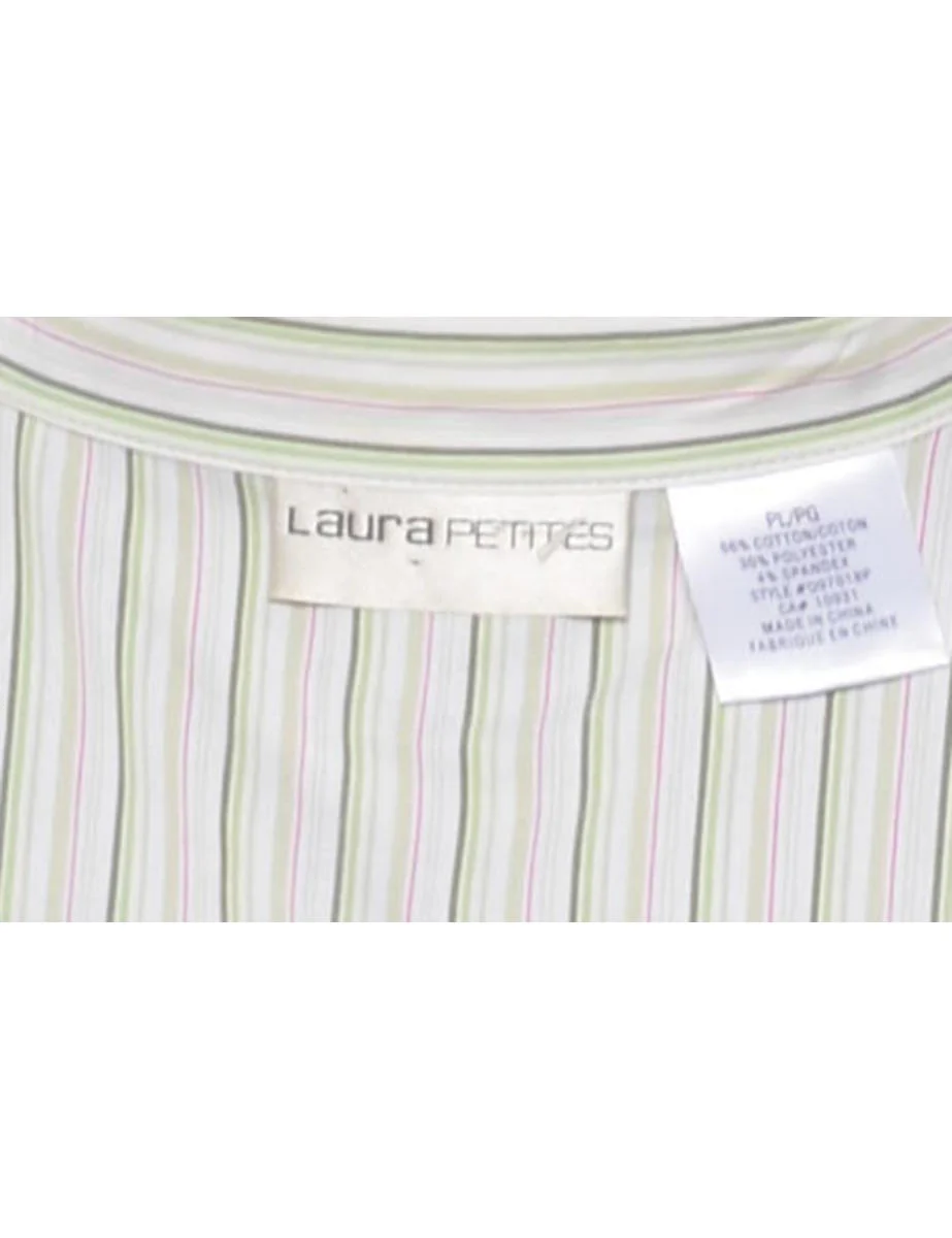 Vintage Striped Y2K Office Blouse - M - Image 4