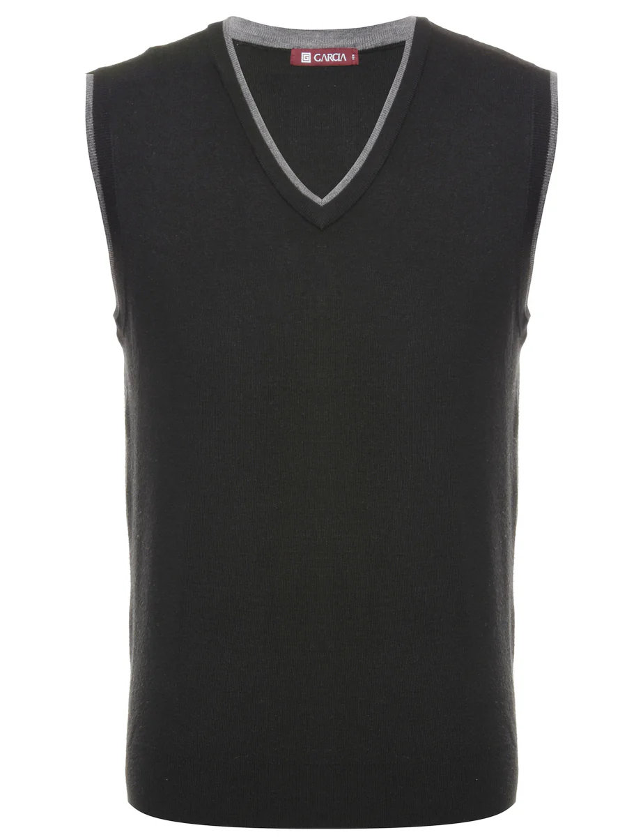 Vintage Sweater Black Vest - L