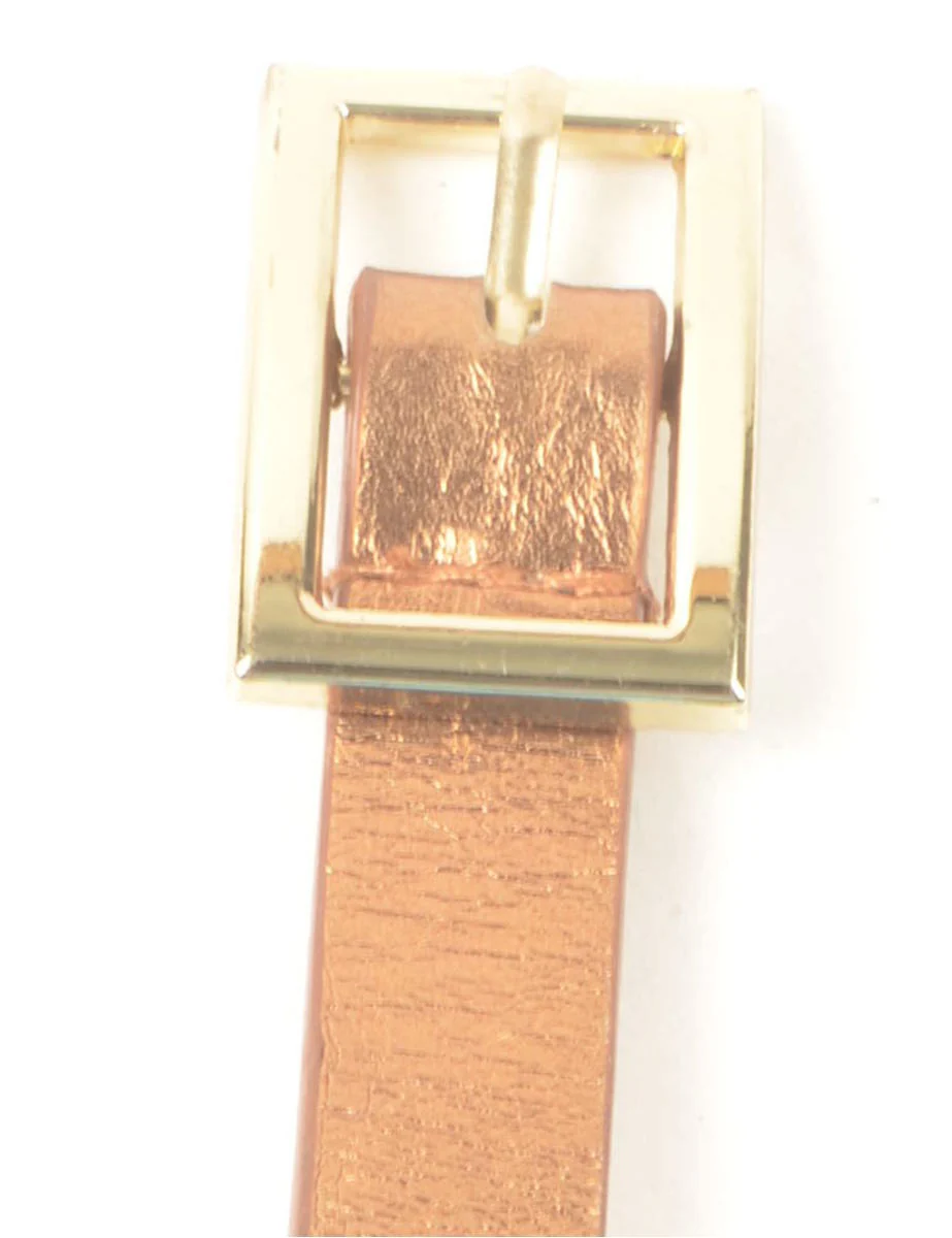 Vintage Tan Skinny Belt - L - Image 2