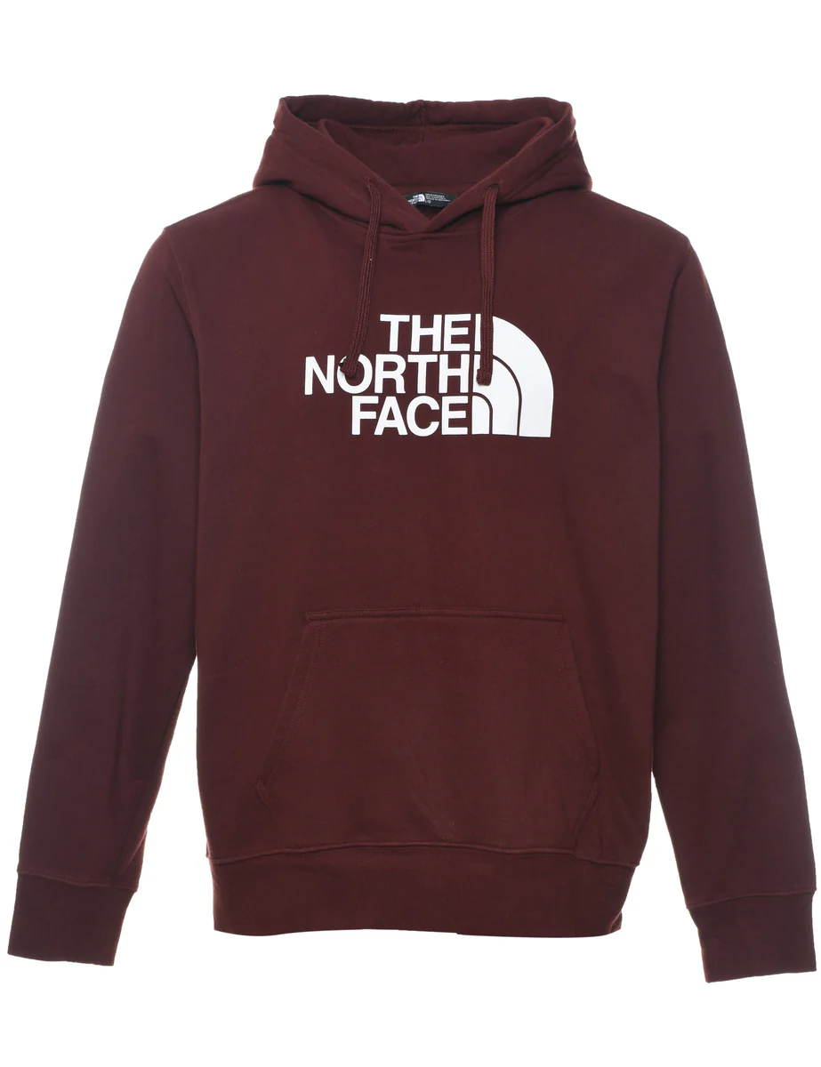 Vintage The North Face Printed Maroon & White Hoodie - L