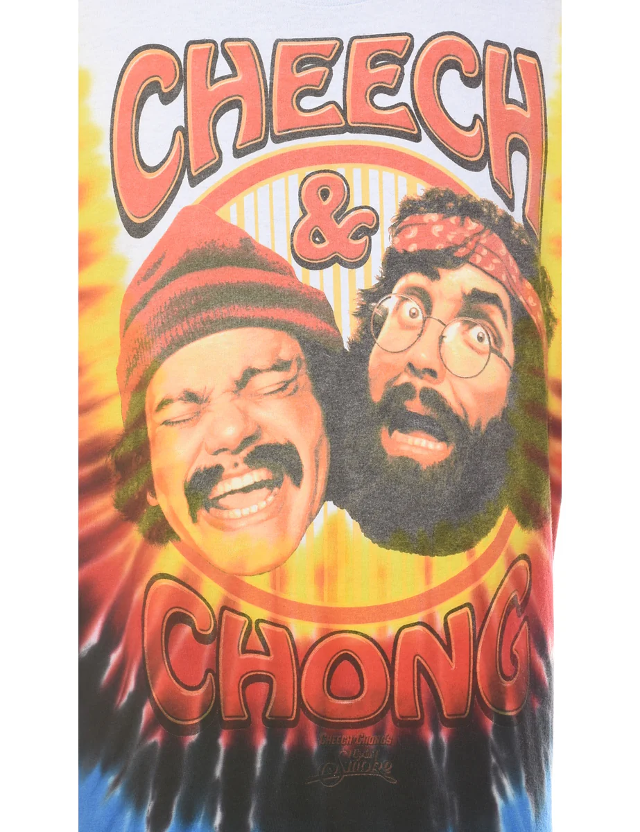 Vintage Tie Dye Cheech & Chong Printed T-shirt - XL - Image 3