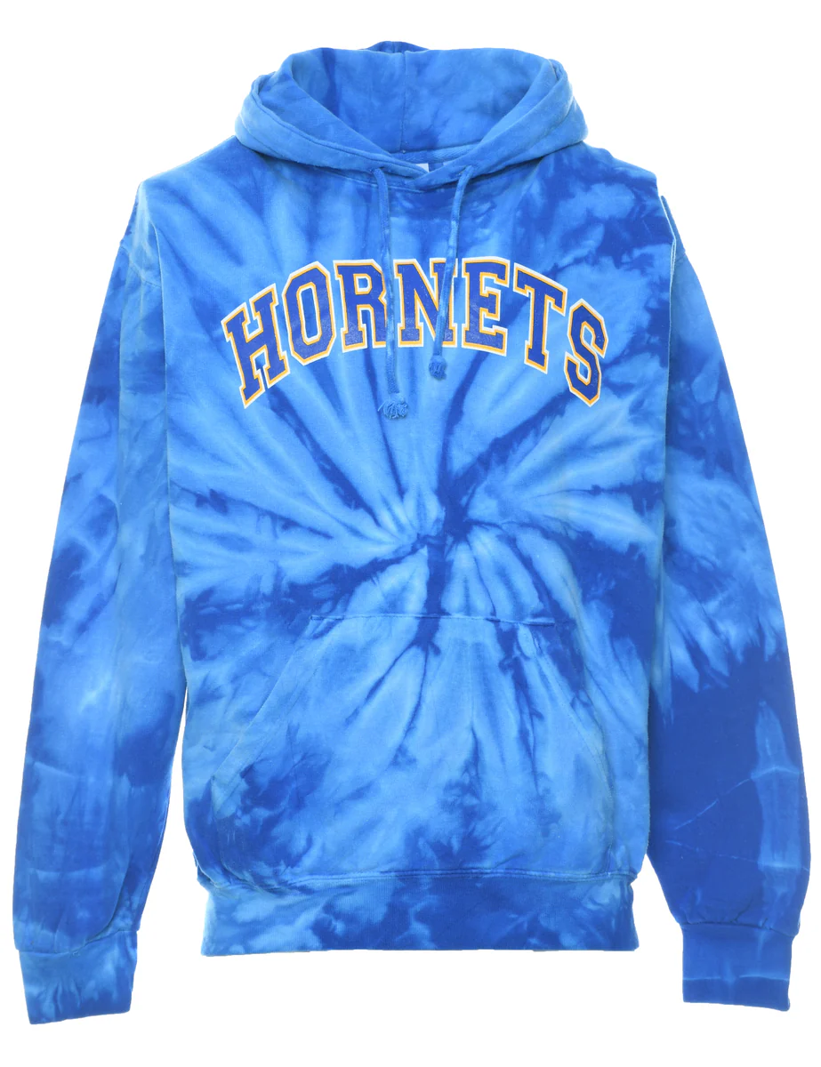 Vintage Tie-dye Design Blue Hornets Hoodie - S