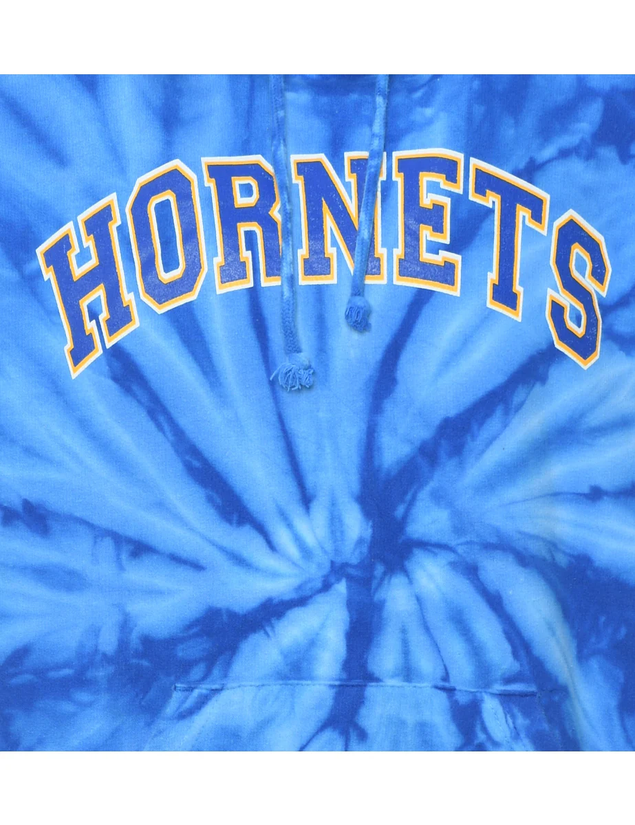 Vintage Tie-dye Design Blue Hornets Hoodie - S - Image 3