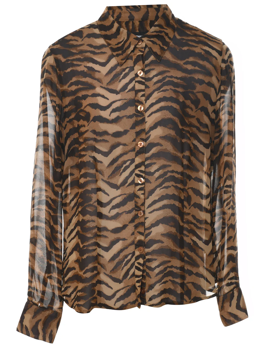 Vintage Tiger Print Shirt - L