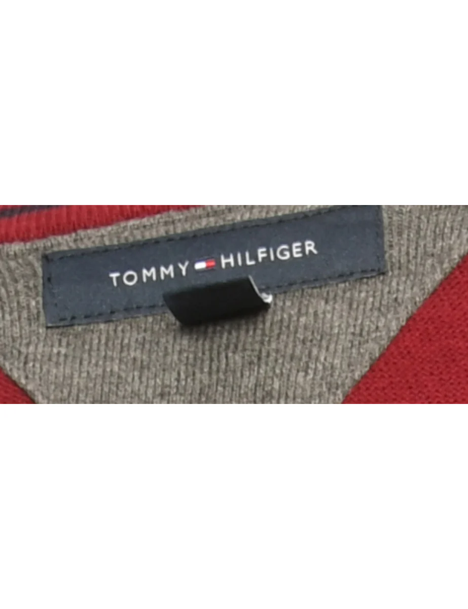 Vintage Tommy Hilfiger Maroon Knit Jumper - M - Image 4