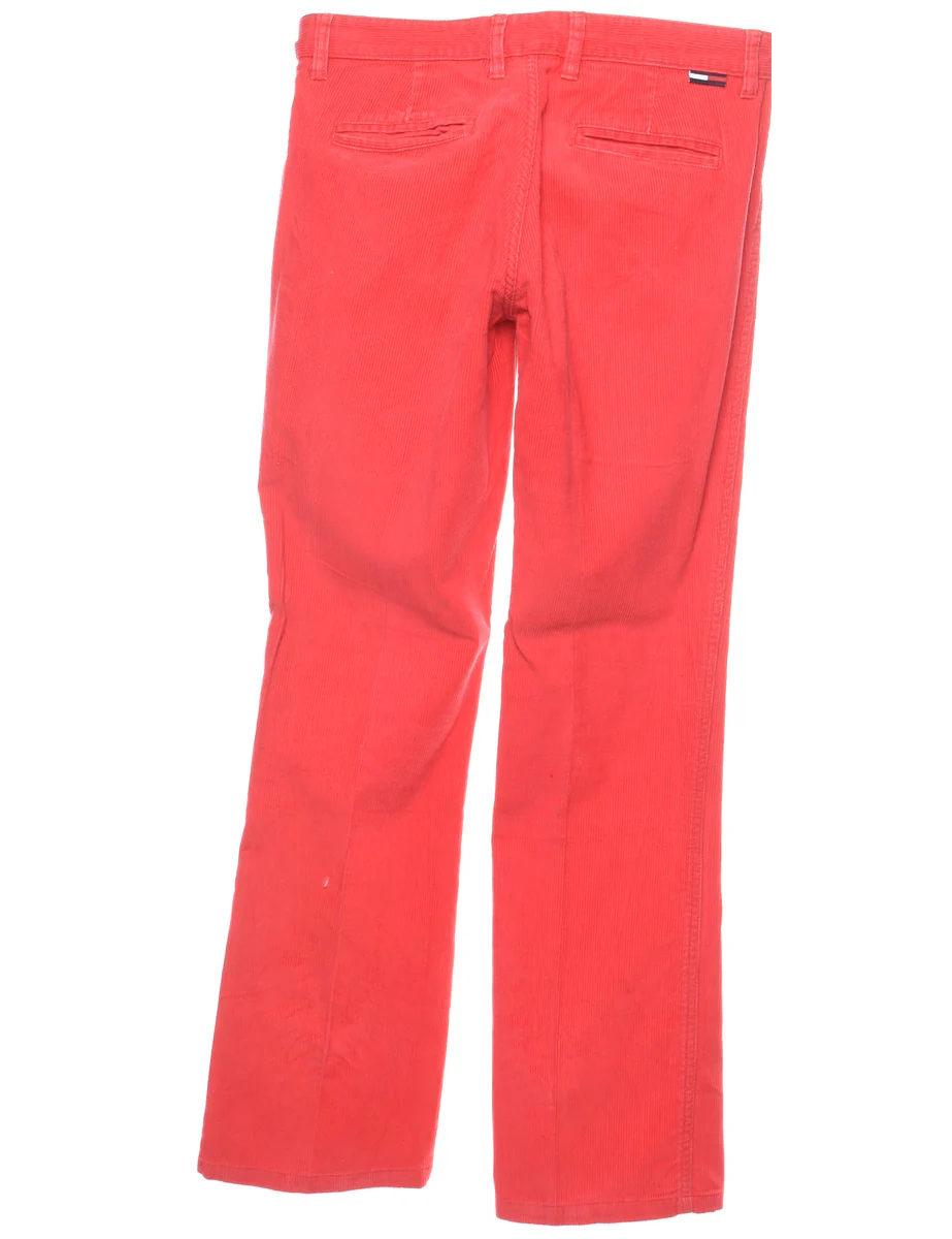 Vintage Tommy Hilfiger Red Corduroy 1990s Trousers - W31 L31 - Image 2