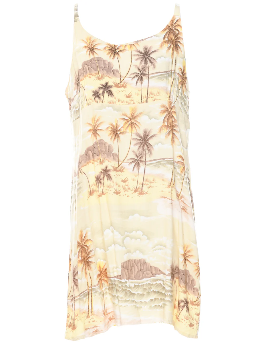 Vintage Tropical Print Mini Dress - L