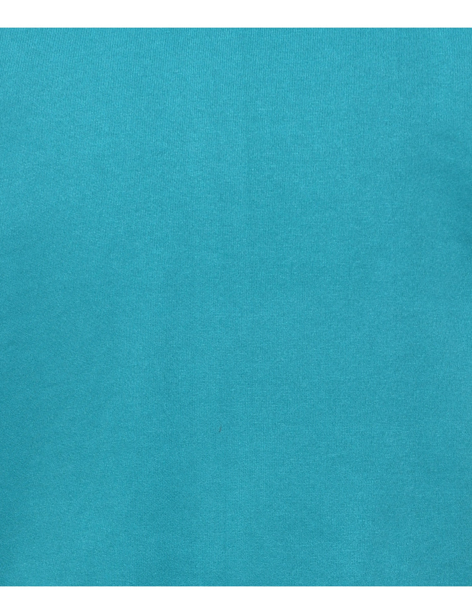 Vintage Turquoise Plain Sweatshirt - M - Image 3