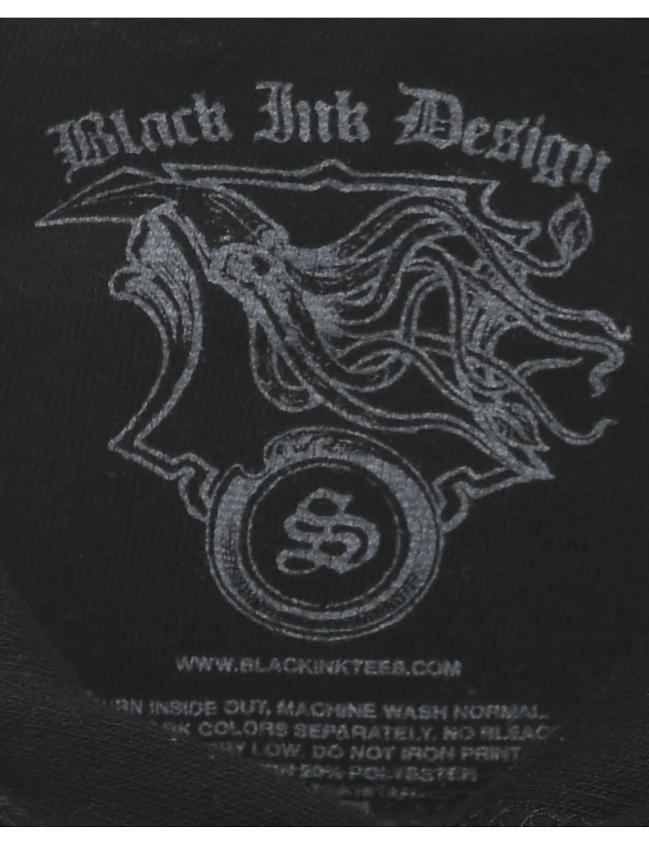 Vintage USMC Printed Black Hoodie - S - Image 4