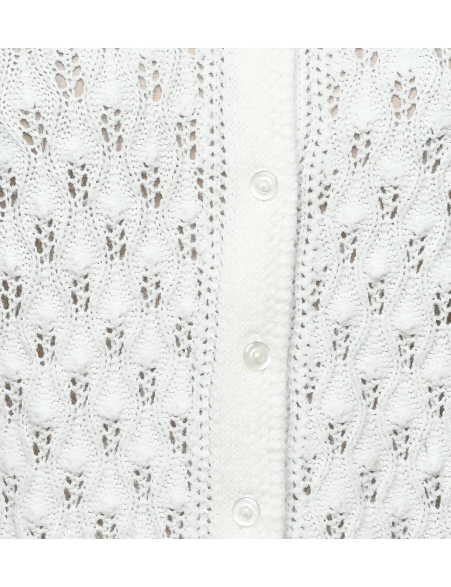 Vintage White Cardigan - L - Image 3
