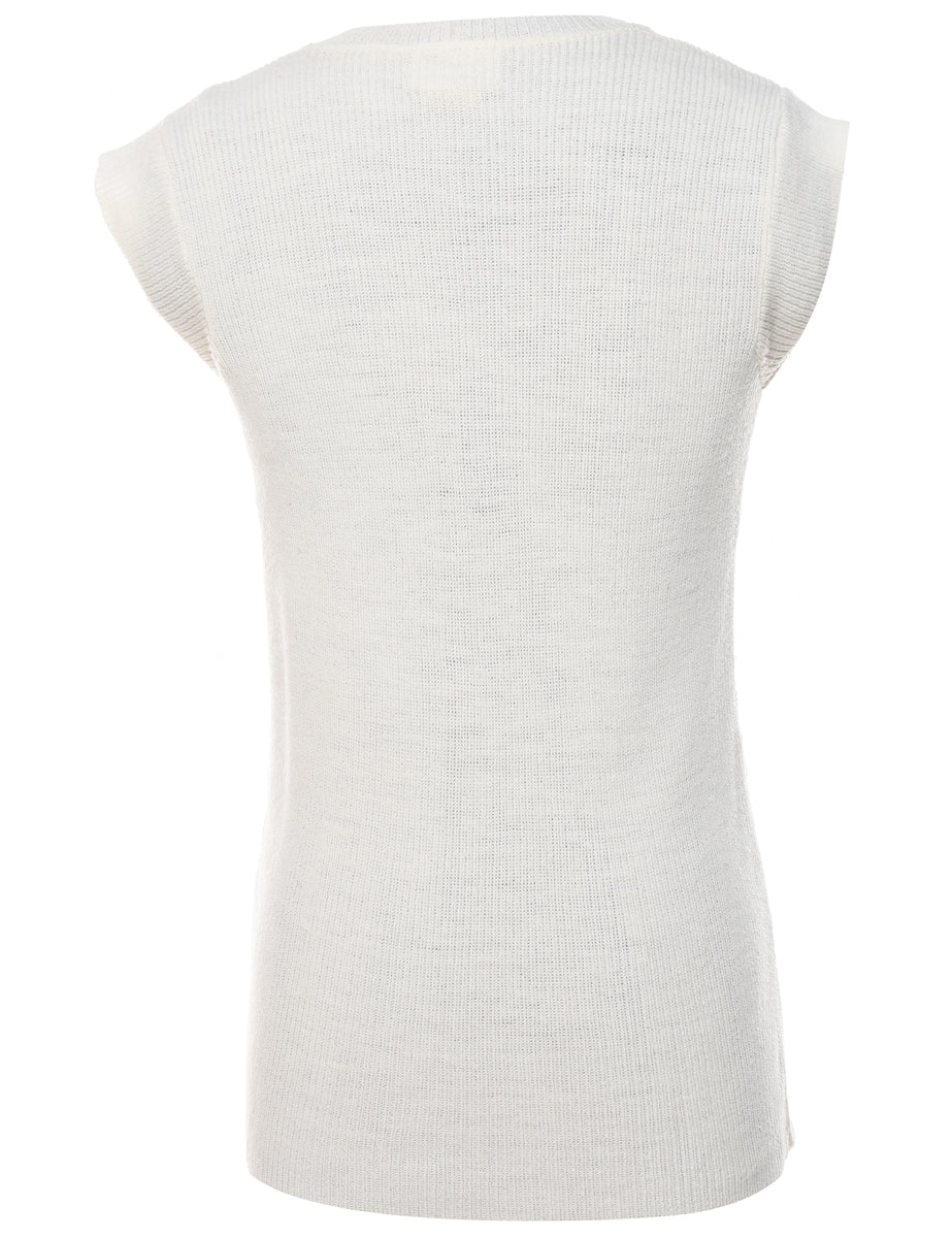 Vintage White Sweater Vest - L - Image 2