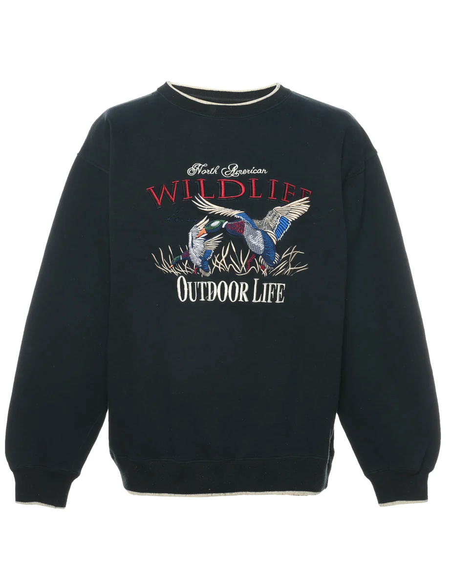 Wild Life Outdoor Life Embroidered Sweatshirt - XL
