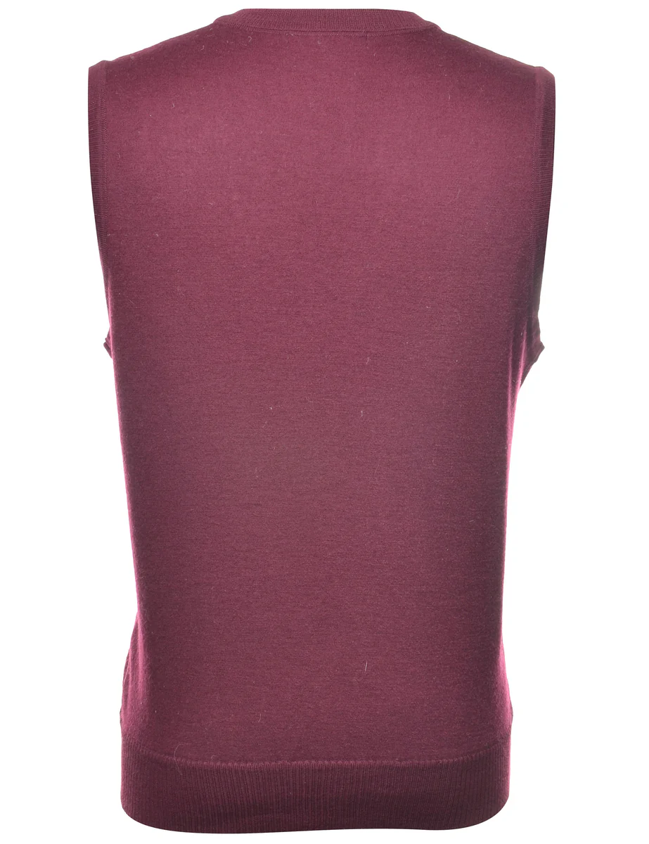 Wool Burgundy Sweater Vest - L - Image 2