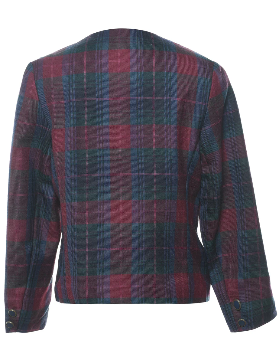 Vintage Wool Checked Jacket - M - Image 2